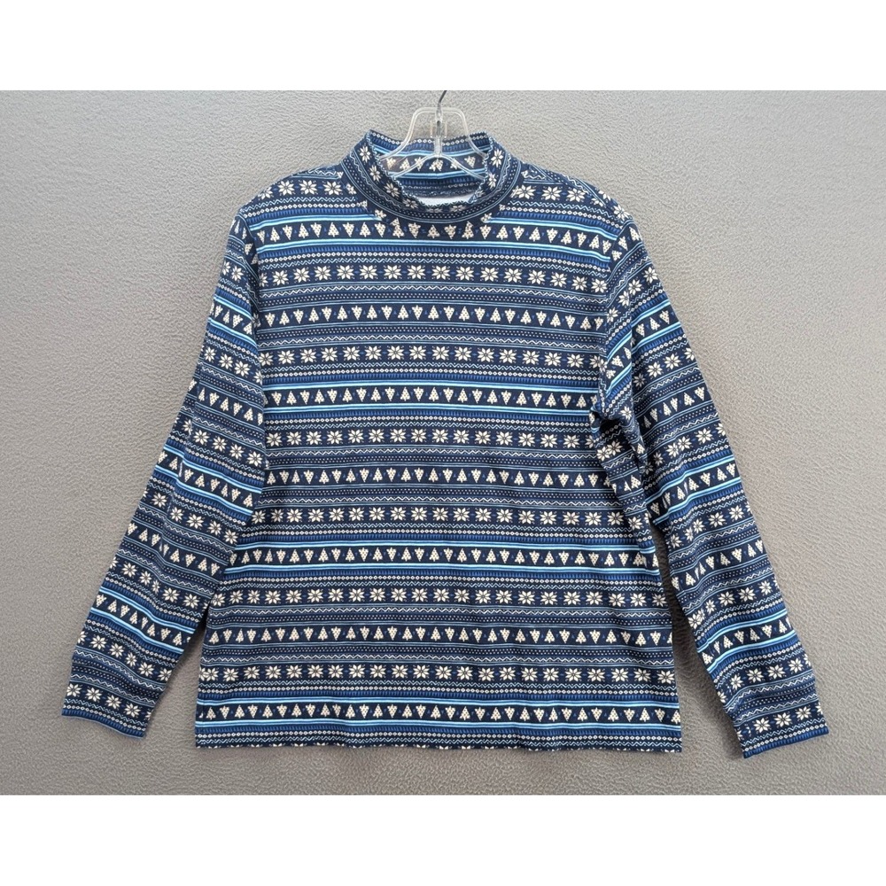 Lands End Mock Neck Knit Top Fair Isle Women's M 10-12 Holiday Travel Outdoor - Picture 2 of 8